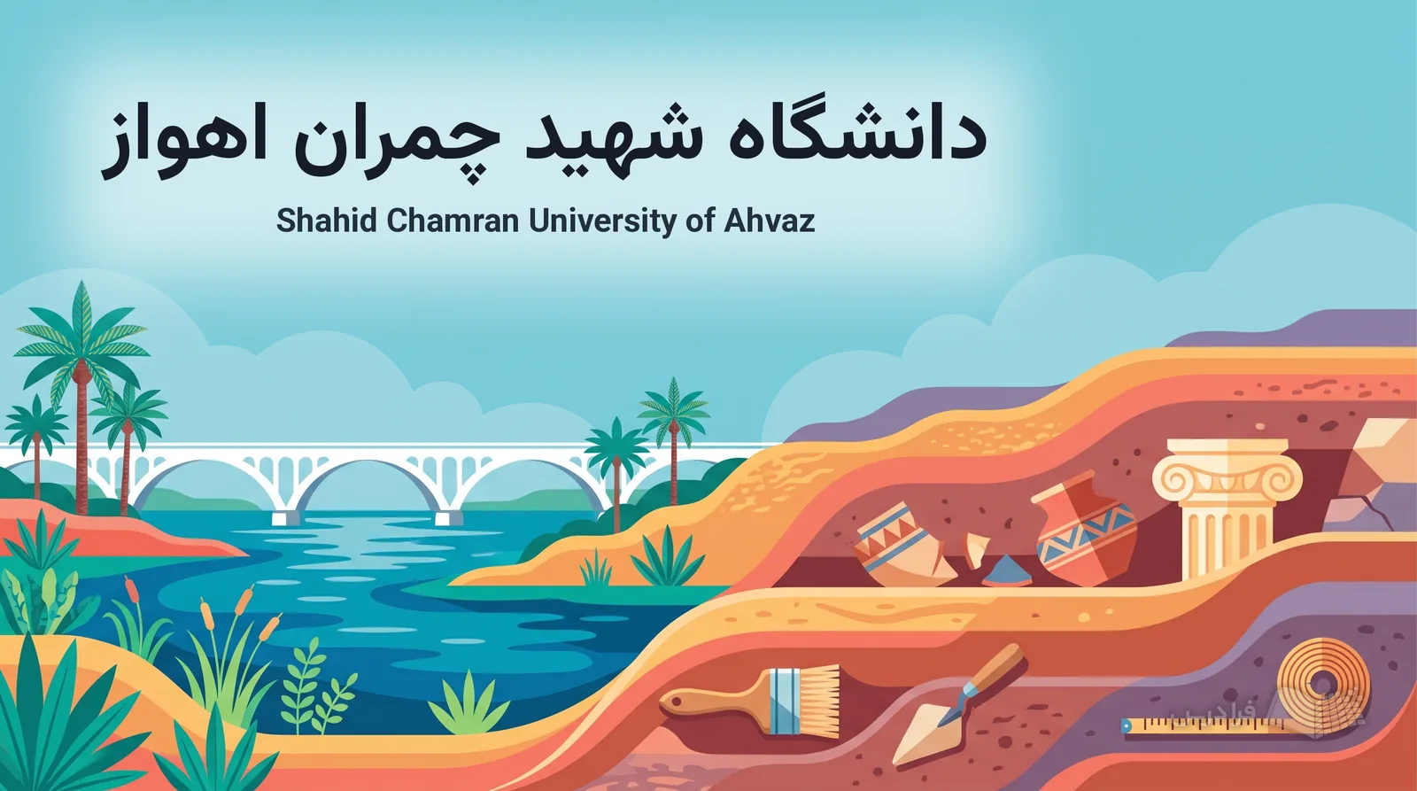 کرانه کارون و پل سفید اهواز با کاوش باستان‌شناختی شوش، حوزه‌های دانشگاه شهید چمران اهواز را بازمی‌نمایانند.