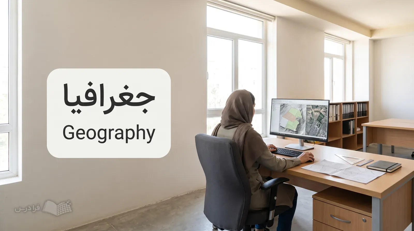 کارشناس جغرافیا در دفتر برنامهریزی شهری روی پروژه GIS کاربری اراضی کار میکند.