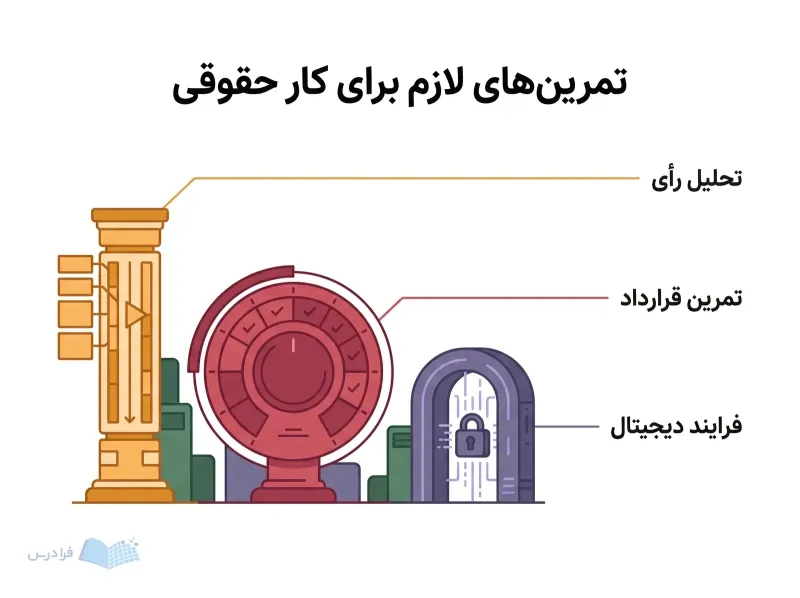 سه جزئیات تمرین حقوقی برای تحلیل رأی، بررسی قرارداد و کار با درگاه رسمی