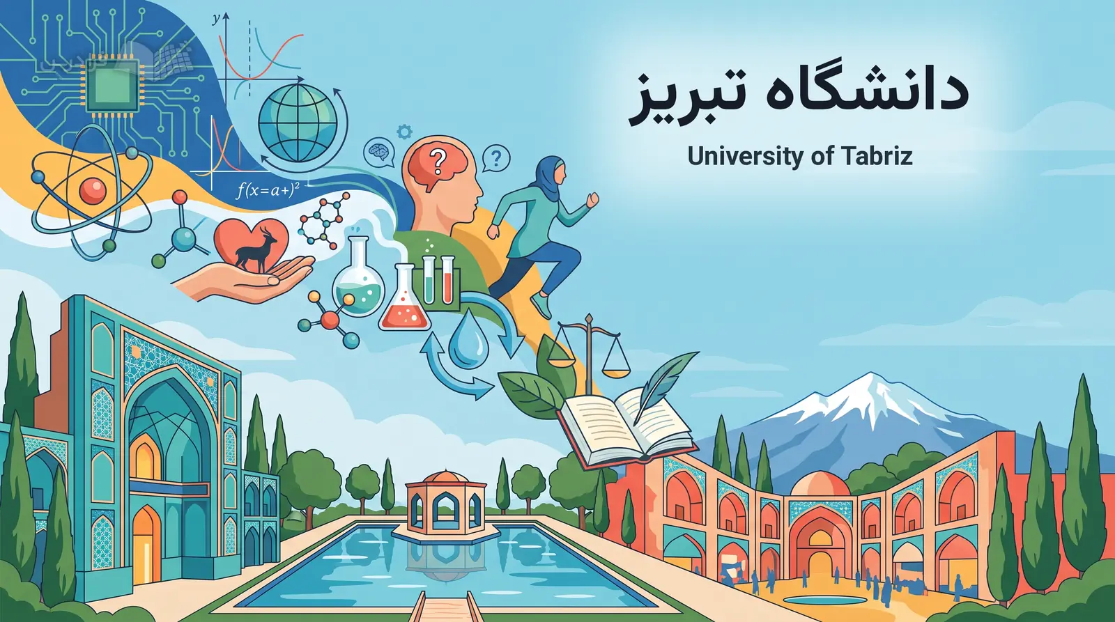 مسجد کبود، بازار، ائلگلی و سهند در تبریز با نمادهای حوزههای دانشگاه تبریز پیوند خوردهاند.